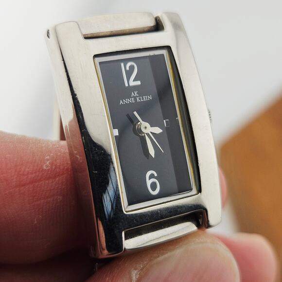 Anne Klein Women's Silver Tone Bracelet Watch Black Dial Everyday Minimalist - Picture 3 of 7